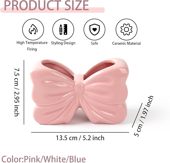 Bow Toothbrush Holder， 2-Slot Toothbrush and Toothpaste Holder Cute Toothbrush - Image 3