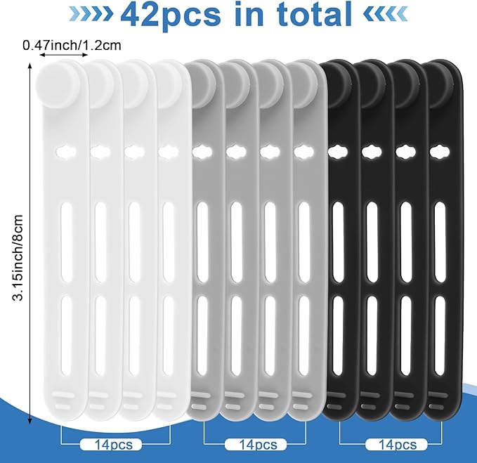 42 Pcs Silicone Cable Ties Reusable Cord Organizer Adjustable Data Cable Wraps - Image 2