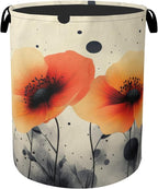 Orange Flowers Laundry Basket by Gearsly
