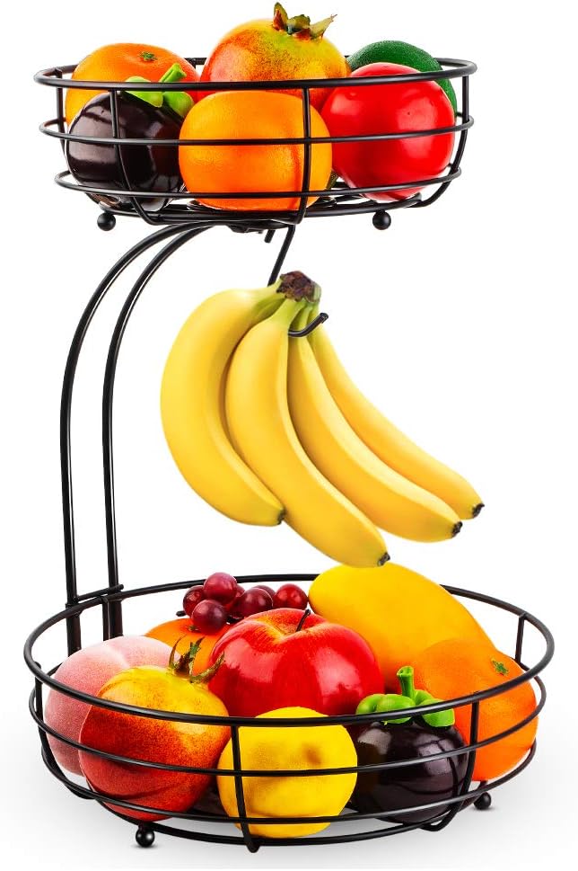 Auledio Iron 2-Tier Countertop Fruit Vegetables Basket Bowl Storage by Auledio
