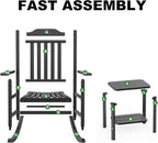 5 Piece Outdoor Rocking Bistro Set, Rocking Chairs Outdoor Furniture, Resin Waterproof Sun-Proof Patio Furniture Set for Garden, Pool, Backyard（5, Black） - Image 8