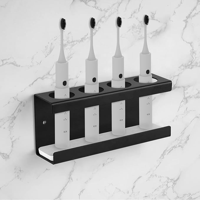 Wall Mounted Electric Toothbrush Holder, 4 Slots Stand by Adorila
