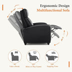Sweetcrispy Recliner Chair PU Leather Recliner Sofa No Massage, Home Theater Seating with Lumbar Support, Adjustable Push Back Overstuffed High-Density Sponge Reclining for Living Room, Black - Image 5