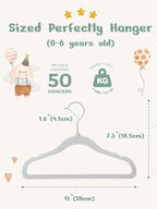 HOUSE DAY 11 Inch Velvet Baby Hangers 50 Pack Grey, Premium Kids Hangers - Image 6