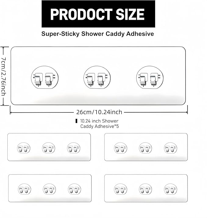 5 Pack Shower Caddy Adhesive Replacement, WaterProof Strong Shower Shelf - Image 2