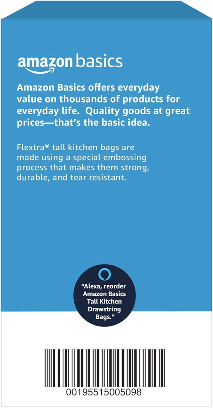 Amazon Basics Flextra Tall Kitchen Drawstring Trash Bags, 13 Gallon, - Image 6