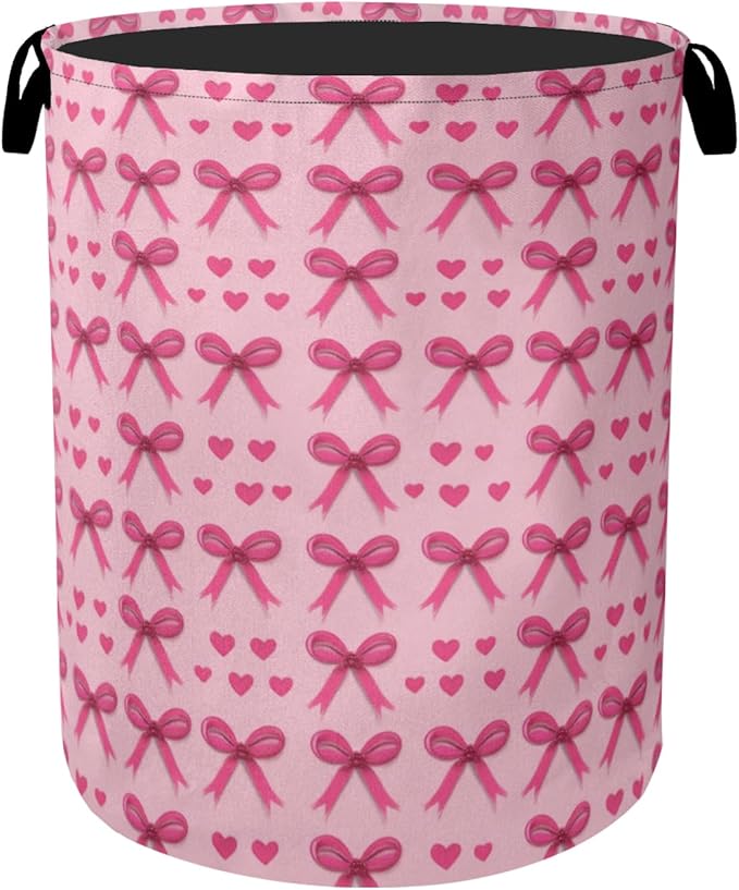 Pink Bow Laundry Hamper by Gearsly