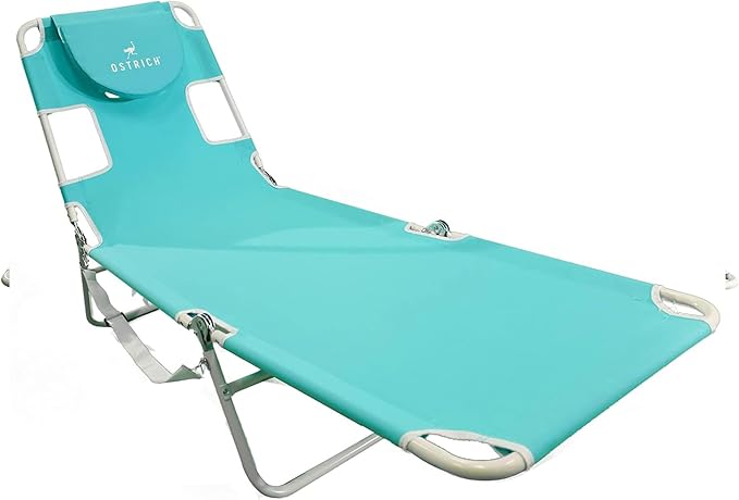Ostrich 72 by 22 Inch Versatile Chaise Lounge Portable Reclining Lounger, Outdoor Patio, Beach, Lawn, Camping, or Pool Tanning Chair, Aqua by OstrichProducts