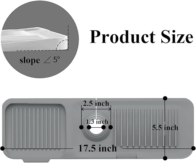Kitchen Sink Splash Guard, Silicone Faucet Handle Drip Catcher Tray, Fit - Image 2