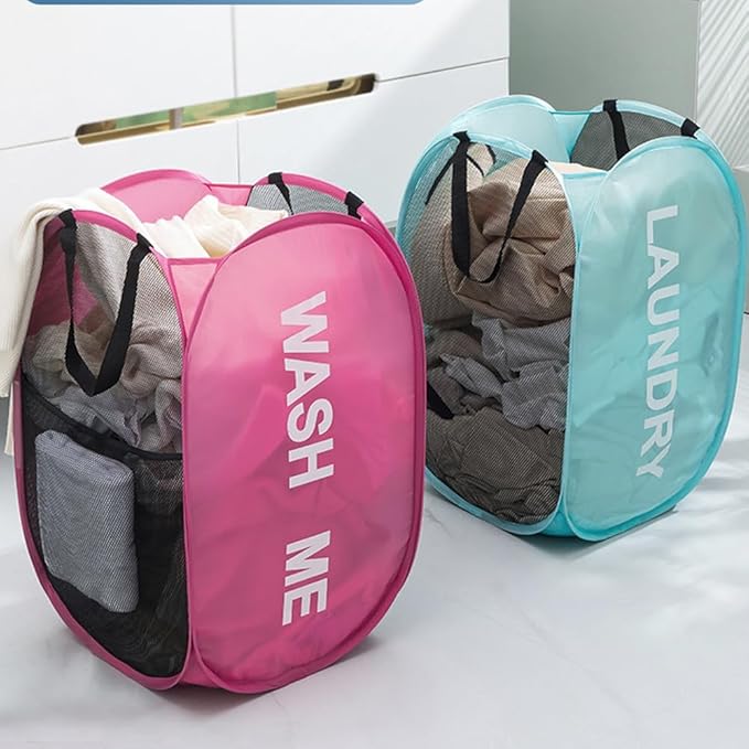 Larpur Pop Up Laundry Baskets, 2 Pack Mesh Laundry Hampers Collapsible Clothes - Image 3