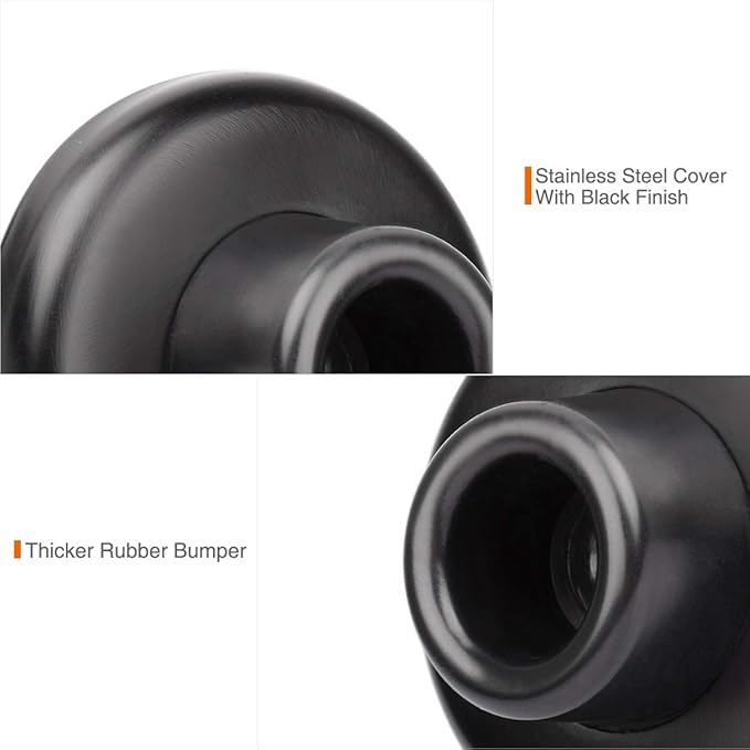 5 Pack Concave Wall Door Bumper Stop Black – 2-1/2” Outside Diameter Stainless - Image 3