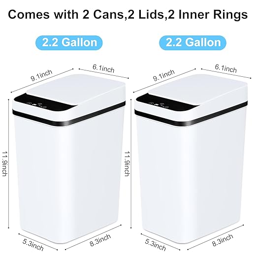 Bathroom Trash Cans with Lid 2 Pack 2.2 Gallon Touchless Automatic Motion - Image 8