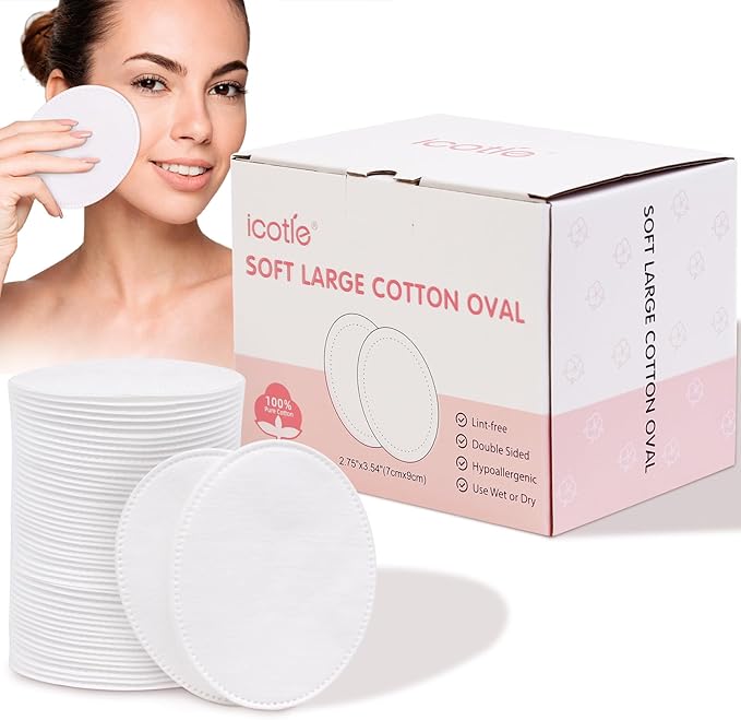 Oval Cotton Pads Ultra-Soft Cotton Ovals 100% Cotton Spunlace Purely Physical by icotle