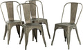 FDW Metal Chair Dining Chair Set of 4 Patio Chair Home Kitchen Chair 18 Inch Seat Height Dinning Room Chair Stackable Metal Bar Chairs Indoor Outdoor Chairs Tolix Bar Side Chair Dining Chair by FDW