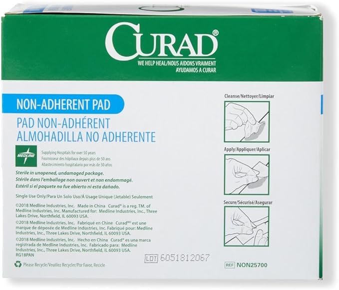 Curad Sterile Nonadherent Pad, Perforated, Cotton/Polyester, 100 pads - Image 2