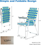 VINGLI Patio Lawn Webbed Folding Chairs Set of 4, Outdoor Beach Chair Portable Dining Chair for ir for Outdoor Yard, Garden(Blue, Classic) - Image 6