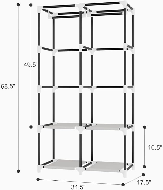 Portable Closet for Hanging Clothes, Portable Wardrobe Closet - Image 3