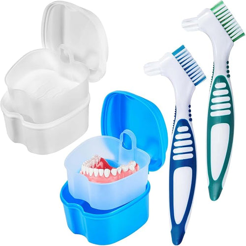2 Pack Denture Bath Case Cup Box Holder Storage Container by KISEER