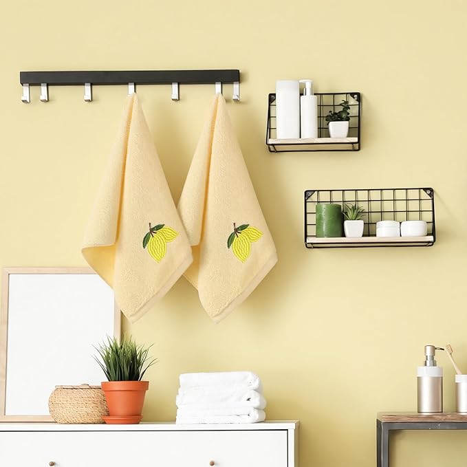 2 Pcs Lemon Hand Towels Lemon Yellow Bathroom Decor 14x29 Inch Embroidered 100% - Image 6