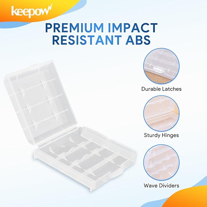 KEEPOW 9 Pcs AA/AAA Battery Storage Case Holder Box - Image 4