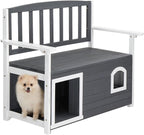 VINGLI Outdoor Storage Bench with Built-in Dog House, 2-in-1 Outdoor Waterproof Patio Bench with Pet Kennel for Patio Backyard Porch (Gray) by VINGLI
