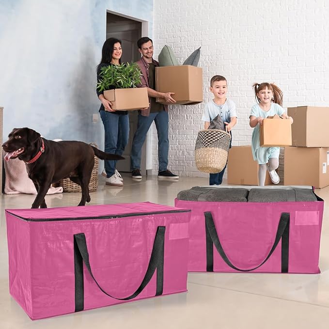 ClearSpace Heavy Duty Moving Bags or Storage Bags – Pink Storage Bins - Image 2