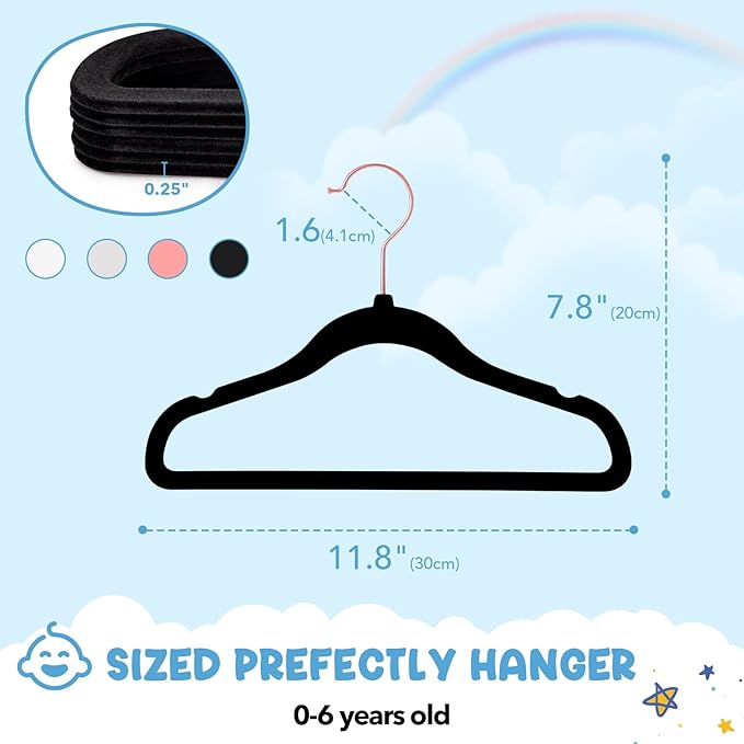 HOUSE DAY Velvet Baby Hangers for Closet, Kids Hangers Velvet 60 Pack, Non Slip - Image 6