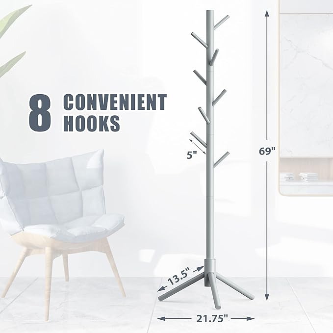 Haddockway Wooden Coat Rack Stand - Image 2