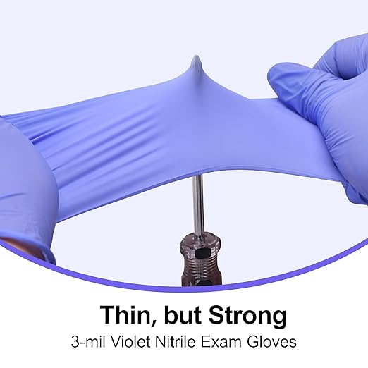 Disposable Nitrile Exam Gloves, Box of 100, Violet Nitrile Gloves Disposable - Image 6