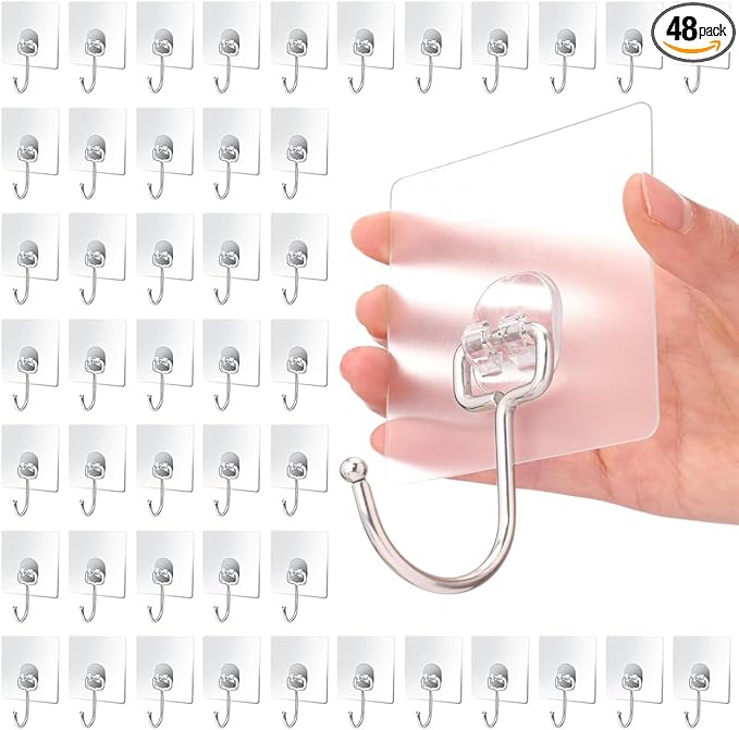 48-Pack Strong Adhesive Wall Hooks by Crpzszshtp