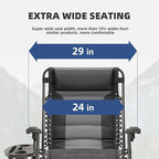 Zero Gravity Chair Set of 4 Oversized Padded Recliner with Adjustable Headrest & Cup Holder - 600D Oxford Folding Lounge Chair for Outdoor Camping, Patio, Poolside (Black & Gray) - Image 4
