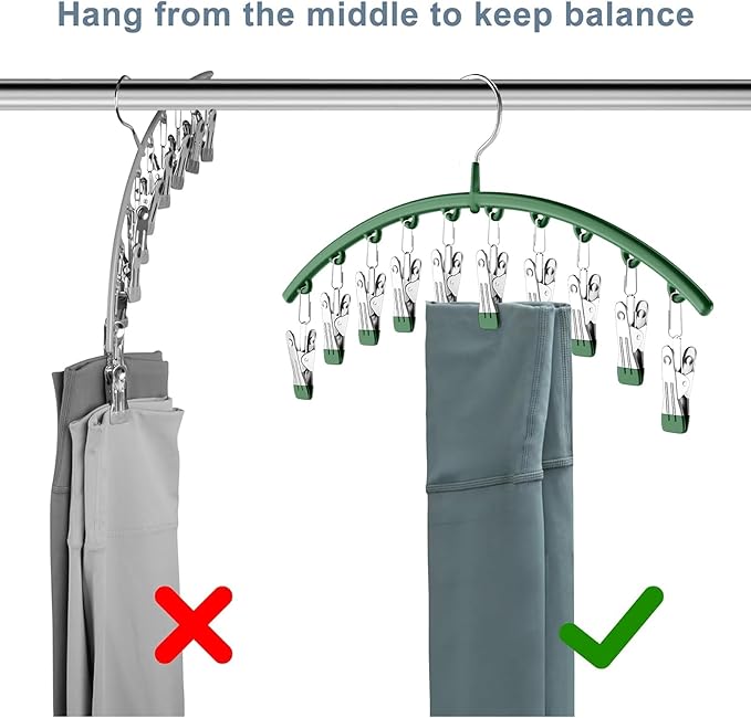 Legging Organizer for Closet, Metal Yoga Pants Hangers 2 Pack w/10 Clips Holds - Image 4