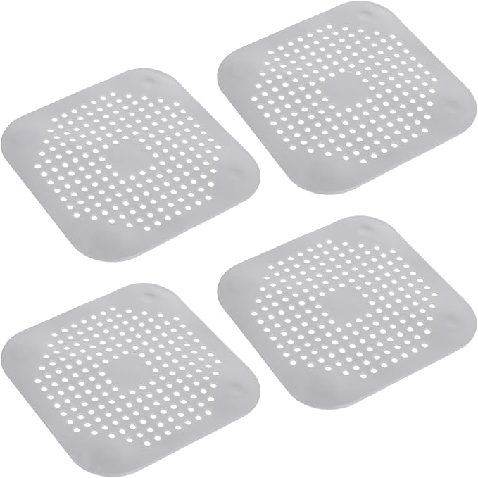 4Pcs Square Drain Cover for Shower, TPR Drain Hair Catcher Shower Drain Cover by Unknown