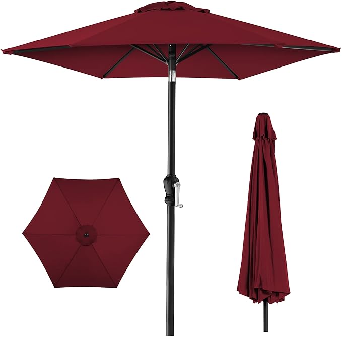 Best Choice Products 10ft Outdoor Table Compatible Steel Polyester Market Patio Umbrella w/Crank and Easy Push Button Tilt by BestChoiceProducts