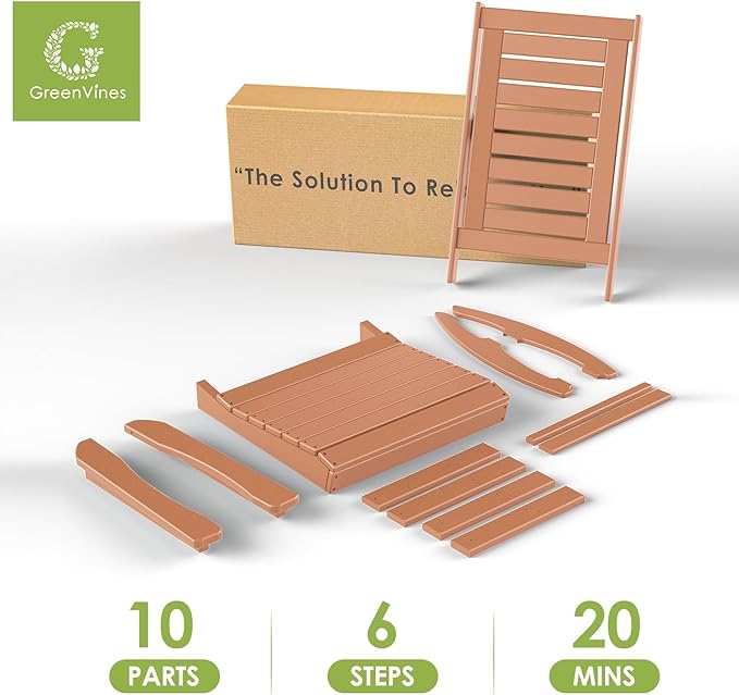GREENVINES Outdoor Rocking Chairs | Set of 2 | Porch Rocker | HDPE Plastic | Teak | Oversized Rockers | High Back | Big & Tall | Ladder Back | for Patio Outside Backyard Balcony Garden - Image 8