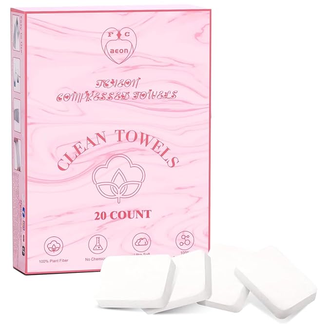 Disposable Face Towel 20 Count Compressed Towel Tablets 12×9 Inch Washcloths by FCaeon