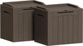 Greesum 31 Gallon Deck Box for Outside, All Weather Outdoor Storage Boxes for Patio Furniture Set, Package Delivery Box, Garden Tools, Brown(Set of 2) by BuynowfromGreesum