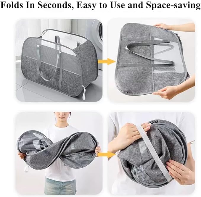 95L Collapsible Laundry Basket, Foldable Pop-Up Hamper - Image 6