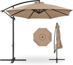 Best Choice Products 10ft Offset Hanging Market Patio Umbrella w/Easy Tilt Adjustment, Polyester Shade, 8 Ribs for Backyard, Poolside, Lawn and Garden - Tan by BestChoiceProducts