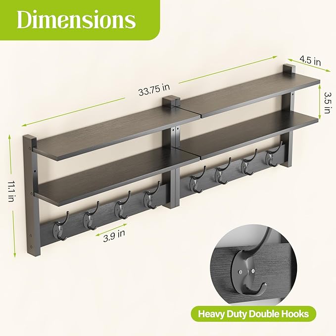 2 Tier Coat Rack Wall Mount - Image 3