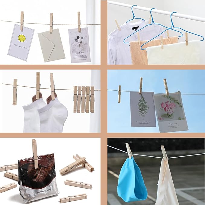 Clothes Pins Wood for Hanging Clothes, 3.5 Inch【100pcs】 Heavy Duty Wooden - Image 3