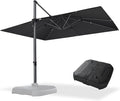 PURPLE LEAF 10' X 13' Square Cantilever Umbrella Patio Umbrella with Base Outdoor Umbrella Aluminum Offset with 360-degree Rotation for Garden Deck Pool Patio Black by PURPLELEAF