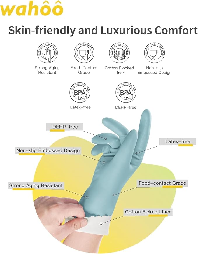 LANON wahoo Skin-Friendly Cleaning Gloves, Dishwashing Kitchen Gloves - Image 2