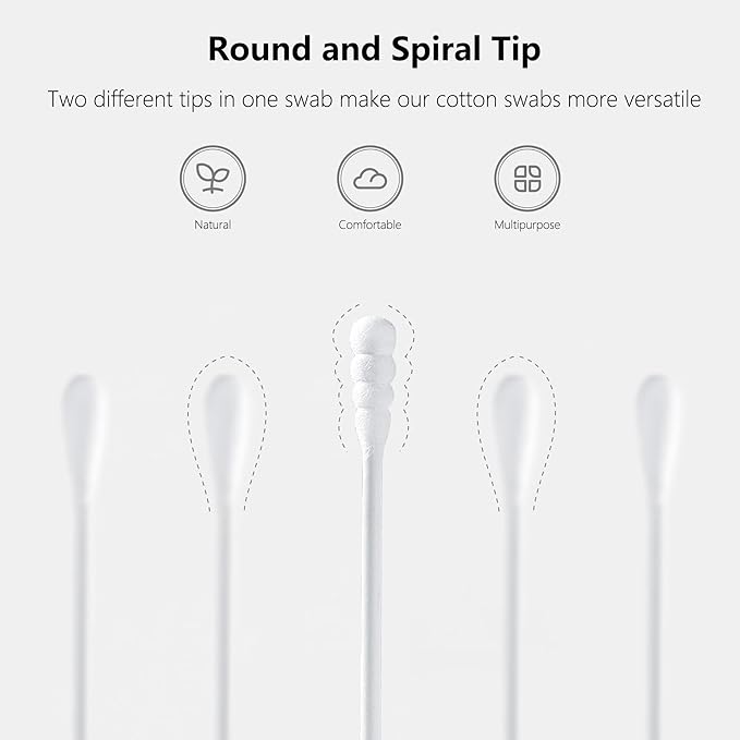 1000pcs Tiny Cotton Buds, with Round & Spiral, Suitable - Image 2