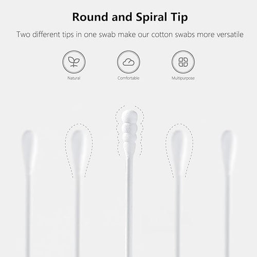 1000pcs Tiny Cotton Buds, with Round & Spiral, Suitable - Image 2