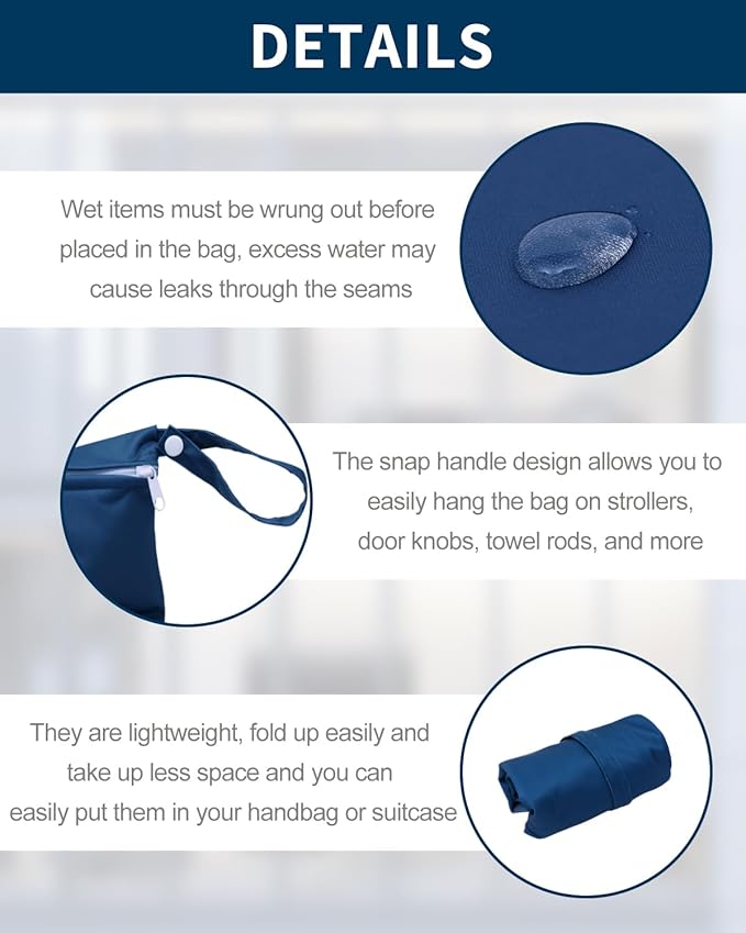 babygoal Travel Laundry Bags 2 Pack, Gym and Swimming-Washable Waterproof Wet - Image 2