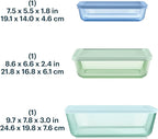 Pyrex Colors Tinted Glass Rectangle Food Storage Container Set, Snug Fit - Image 2