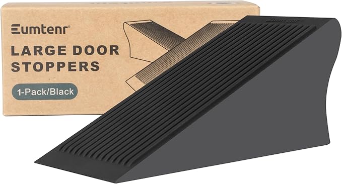 Rubber Door Stoppers for Bottom of Door, Large Solid Heavy Duty Door Stop Wedge by Eumtenr
