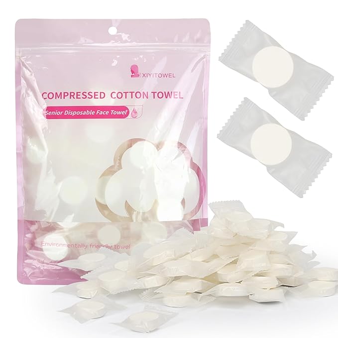 Classycoo Thick Disposable Compressed Towels Tablets- Individually Wrapped Face by WELCOME