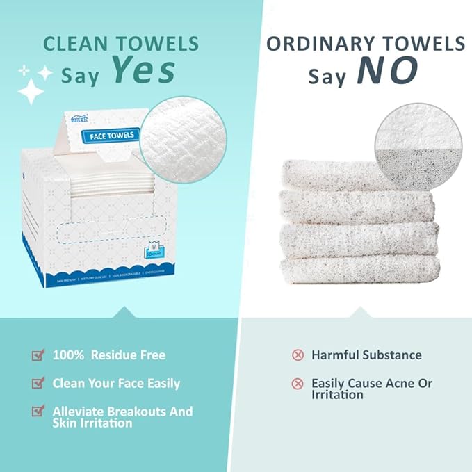 HOMEXCEL Face Towels, Disposable Face Towelette, Biodegradable Makeup Remover - Image 6